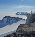 A researcher surveys the West Antarctic landscape.