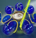 This artist's rendition shows a laser light guiding the evolution of an electronic spin within an atomic-scale defect in diamond. These light-driven loops give rise to a geometric phase, a quantum logic operation that shows remarkable resilience to noise.