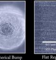 Time lapse of droplets growing faster on the apex of the bumps compared to a flat region with the same height.