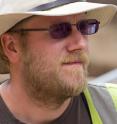 This image shows Mathew Morris, Site Supervisor for University of Leicester Archaeological Services.
