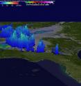 The GPM core observatory satellite flew over the southern U.S. on March 31, 2016, at 10:41 p.m. EDT (April 1, 2016, at 2:41 a.m. UTC) where a tornado was reported near Hartselle, Alabama, less than an hour before the satellite passed over. Rain was falling at more than 91 mm (3.6 inches) per hour east of Chattanooga, Tennessee. Storm tops in Alabama reached above 12 km (7.4 miles). This image represents observed rainfall rates per hour.