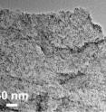 This is nitrogen-rich graphene festooned with finely tuned copper nanoparticles selectively converts carbon dioxide to ethylene, a key commodity chemical.