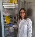 Dr Charlotte Houldcroft is in the laboratory at Biological Anthropology in Cambridge.