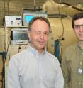 Professor Igor Jovanovic and graduate student Jason Nattress are shown in front of an ion accelerator at the Michigan Ion Beam Laboratory. Beams produced by this type of source have been used to interrogate shielded special nuclear materials.