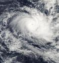 On April 22 at 01:45 UTC NASA's Aqua satellite captured this image of Tropical Storm Amos affecting Wallis and Fortuna and headed east toward American Samoa.