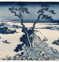 Lake Suwa in Shinano Province. Woodblock color print created by Katsushika Hokusai and part of the online collection of the Brooklyn Museum.