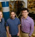 This University of Chicago research team has reported an advance in the effort to develop quantum computers. They are (left and right) graduate students Gerwin Koolstra and Ge Yang, and (center) David Schuster, assistant professor in physics.