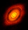 This is an ALMA image of the dust disk around HL Tauri.