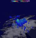 On May 26, GPM data was used to show the 3-D vertical structure of rainfall within the potential cyclone. Some storm top heights in an area of heaviest rainfall were found to reach heights of over 13 km (8 mile).