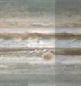 In this animated gif, optical images of the surface clouds encircling Jupiter's equator --including the famous Great Red Spot -- alternate with new detailed radio images of the deep atmosphere (up to 30 kilometers below the clouds). The radio map shows ammonia-rich gases rising to the surface (dark) intermixed with descending, ammonia-poor gases (bright). In the cold temperatures of the upper atmosphere (160 to 200 Kelvin, or -170 to -100 degrees Fahrenheit), the rising ammonia condenses into clouds, which are invisible in the radio region.