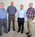 From left to right: Argonne researchers Boyd Veal, Hakim Iddir, Peter Zapol and Jeff Eastman found they could use a small electric current to introduce oxygen voids, or vacancies, that dramatically change the conductivity of thin oxide films. Not pictured:  Peter Baldo and Seong Keun Kim.