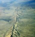 This is an aerial view of the San Andreas Fault in the Carrizo Plain, 8,500 ft. altitude.