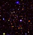 An image of a small section (0.4 percent) of the UDS field. Most of the objects in the image are very distant galaxies, observed as they were over 9 billion years ago. In the full image, 250,000 galaxies have been detected over an area of sky four times the size of the full moon.