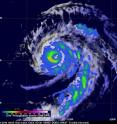 GPM estimated rainfall in the southwestern side of Celia's eye wall was falling at a rate of close to 33 mm (1.3 inches) per hour. The data was overlaid on GOES-WEST satellite images at close to the same time.