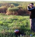 Scott Davies, a postdoctoral associate in biological sciences in the College of Science, measured territorial aggression in male song sparrows at three rural and three urban sites in the New River Valley during the spring of 2015.