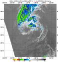 Infrared imagery from NASA's Aqua satellite on July 14 at 22:15 UTC showed all that remains of Celia's thunderstorms are a fragmented curved band about 60 nautical miles north-northeast of the circulation center.