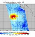 SMAP is the Soil Moisture Active Passive observatory data was used to estimate ocean winds around Tropical Storm Estelle. On July 19 at 0130 UTC SMAP data showed that strongest surface winds around Estelle were near 30 meters per second (67.1 mph/ 108 kph).