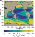 Results show that the transfer efficiency of organic carbon from the surface to the deep ocean ranges from just 5 percent in the subtropics to around 25 percent near the poles.