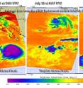 NASA's Aqua satellite passed over Frank on three days, July 24, 25 and 26 and saw the storm weaken on July 25 and restrengthen to hurricane status on July 26.