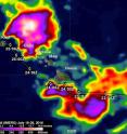 IMERG calculated that the greatest rainfall total estimates between July 19 and 26 were located north of Oahu where 480 mm (18.9 inches) fell.