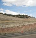 An outcrop of the Carmel Formation near Interstate-70 in the San Rafael Swell in southeastern Utah, USA. Utah State University geologists, with collaborators from Cambridge University, Shell Global Solutions, Tennessee's Oak Ridge National Laboratory and Germany's J&uuml;lich Center for Neutron Science, probed the Carmel caprock to assess the feasibility of effective carbon capture and storage (CCS) in underground reservoirs.