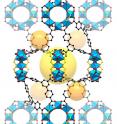 This illustration shows the structure of a nanostructure known as a metal-organic framework or MOF. The structure possesses a handedness (like a right-handed vs. left-handed person), known as 'chirality', that enables researchers to identify the same kind of handedness in molecules that bind within it.