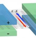 One-dimensional wires created in bilayer graphene gated by two pairs of split gates above and below the 
sheet. Wires traveling in opposite directions carry electrons of different valley states labeled as K and K' 
in the figure.