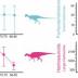 This graphic shows disparity trends in four dinosaur groups during the final 12 million years of the Cretaceous (North American species only). Time (from 77-65 million years ago) is shown on the x axis. The y axis shows the disparity metric: Sum of variances derived from anatomical character databases. The error bars indicate whether comparisons between time intervals are significant or not (overlap of error bars means non-significance, no overlap means significance). Overall, the large-bodied bulk-feeding ceratopsids and hadrosauroids underwent a marked long-term decline, but the carnivorous coelurosaurs and small herbivorous pachycephalosaurs were stable.