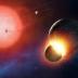 The host star is running out of hydrogen in the core, swells up, and its surface becomes cooler. It is also losing mass, which causes the planets to move further out. The perturbation of the orbits may lead to collisions that will generate large amounts of rocky debris.