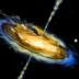 This is an artist's view of a dust torus surrounding the accretion disk and the central black hole in active galactic nuclei.