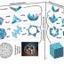 This graphic illustrates the creation of morphing robot-like mechanisms and shape-shifting sculptures from a single sheet of paper in a method reminiscent of origami, the Japanese art of paper folding. The robotic and artistic designs are made up of building blocks called "basic structural units," or BSUs. Each BSU contains two segments joined by a creased hinge, and many BSUs are linked together to create larger structures.