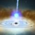 This illustration compares the environment around NGC 4151's supermassive black hole with the orbits of the planets in our solar system; the planets themselves are not shown to scale. Echoes of X-ray flares detected in XMM-Newton data demonstrate that the X-ray source (blue sphere, center) is located above the black hole's accretion disk. The time lag between flares in the source and their reflection in the accretion disk places the X-ray source about four times Earth's distance from the sun.