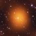 The Phoenix Cluster, shown here as it appears in microwave (orange), optical (red, green, and blue) and ultraviolet (blue) wavelengths, is forming stars at the highest rate ever observed for the middle of a galaxy cluster. The Phoenix Cluster was discovered by a collaboration of astronomers from the University of Chicago’s Kavli Institute for Cosmological Physics and elsewhere.