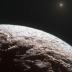 This artist’s impression shows the surface of the distant dwarf planet Makemake. This dwarf planet is about two thirds of the size of Pluto, and travels around the Sun in a distant path that lies beyond that of Pluto, but closer to the Sun than Eris, the most massive known dwarf planet in the Solar System. Makemake was expected to have an atmosphere like Pluto, but this has now been shown to not be the case.