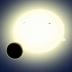 "Einstein's planet," formally known as Kepler-76b, is a "hot Jupiter" that orbits its star every 1.5 days. Its diameter is about 25 percent larger than Jupiter and it weighs twice as much. This artist's conception shows Kepler-76b orbiting its host star, which has been tidally distorted into a slight football shape (exaggerated here for effect). The planet was detected using the BEER algorithm, which looked for brightness changes in the star as the planet orbits due to relativistic BEaming, Ellipsoidal variations, and Reflected light from the planet.