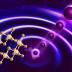 This rendering illustrates the excitation of a spin liquid on a honeycomb lattice using neutrons. As with many other liquids, it is difficult to see a spin liquid unless it is 'splashed,' in this case by neutrons depicted as moving balls. The misaligned and vibrating spin pair in the middle signifies the ephemeral Majorana fermion constantly in motion. The ripples formed when the neutrons hit the spin liquid represent the excitations that are a signature of the Majorana fermions. The atomic structure on the left signifies the honeycomb alpha-ruthenium trichloride, in which each ruthenium atom has a spin and is surrounded by a cage of chlorine atoms.