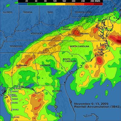 rainfall ida nasa satellite trmm low laboratory space mapped 2009 hurricane exercise hal pierce ssai