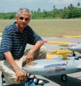 V. Ramanathan in Maldives with AUAVs used in the Maldives AUAV Campaign to measure the atmospheric brown cloud over South Asia in February and March 2006.