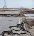 Powerful currents of water brought by Hurricane Ike eroded sand and rocks under this road causing it to buckle about 5 miles east of Surfside Beach, Texas.
