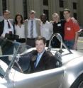 This is Dean MacNeil, a professor at the Université de Montréal’s Department of Chemistry and new NSERC-Phostech Lithium Industrial Research Chair in Energy Storage and Conversion, at wheel of battery-powered car with Süd-Chemie team.