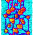 This schematic has been written into a film of strontium titanate and the single crystal of silicon on which it was made utilizing the ability of a ferroelectric to store data in the form of a reorientable electric polarization.