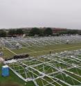 This is an overall view of the collapsed Dallas Cowboys practice facility after the fabric covering was removed.