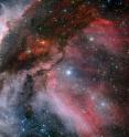 This image of part of the Carina Nebula was created from images taken through red, green and blue filters with the Wide Field Imager on the MPG/ESO 2.2-meter telescope at ESO’s La Silla Observatory in Chile. It is centered on the unusual hot massive young star WR 22, a member of the rare class of Wolf-Rayet stars. The field of view is 0.55 x 0.55 degrees, covering a 72 x 72 light-year region at the distance of the nebula. This image of part of the Carina Nebula was created from images taken through red, green and blue filters with the Wide Field Imager on the MPG/ESO 2.2-meter telescope at ESO’s La Silla Observatory in Chile. It is centered on the unusual hot massive young star WR 22, a member of the rare class of Wolf-Rayet stars. The field of view is 0.55 x 0.55 degrees, covering a 72 x 72 light-year region at the distance of the nebula.