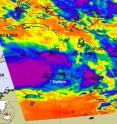 The AIRS instrument aboard NASA's Aqua satellite captured an infrared image of System 99S on Feb. 15 at 0441 UTC. The strongest convection (purple) was over the Timor Sea and represented in thunderstorm cloud-top temperatures as cold as or colder than -63 Fahrenheit (-52 Celsius).