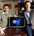 Researchers at Brigham and Women's Hospital (BWH) have developed a
potentially new way to treat arthritis. Here, two of the researchers stand next
to a graphic describing their approach. From left to right are Praveen Kumar
Vemula of BWH and Jeffrey Karp, co‑director of the Center for Regenerative
Therapeutics at BWH. Researchers at Brigham and Women's Hospital (BWH) have developed a
potentially new way to treat arthritis. Here, two of the researchers stand next
to a graphic describing their approach. From left to right are Praveen Kumar
Vemula of BWH and Jeffrey Karp, co‑director of the Center for Regenerative
Therapeutics at BWH.
