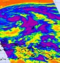 NASA's Aqua satellite passed over Typhoon Songda earlier today, May 24, at 04:29 UTC and the infrared imagery from the Atmospheric Infrared Sounder (AIRS) instrument  revealed stronger thunderstorms (purple) near its low-level center.