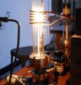 A high temperature furnace is used to produce graphene on a silicon carbide wafer.