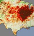 Plant stress on Aug. 28, 2012,  indicated significant drought in the US Midwest.