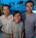 Rice University researchers -- from left, Professor Junrong Zheng, Yufan Zhang and Hailong Chen -- are challenging long-used standards by determining the three-dimensional shape of molecules by measuring the vibrations between their atoms.
