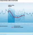 This shows observed and predicted temperature changes in the Pacific during the 90s.